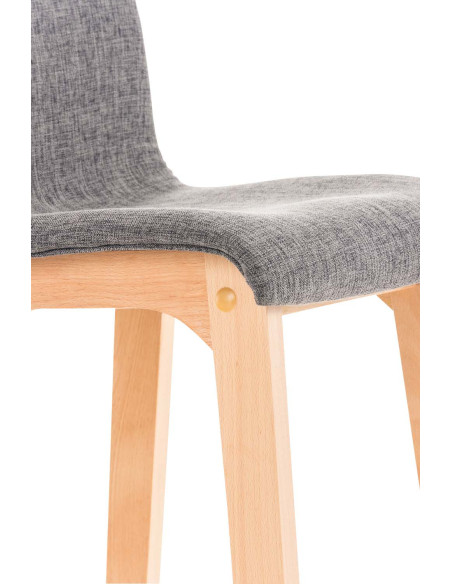Tabouret de bar scandinave en Tissu Gris clair Bois de hêtre Naturel Helyra - 5