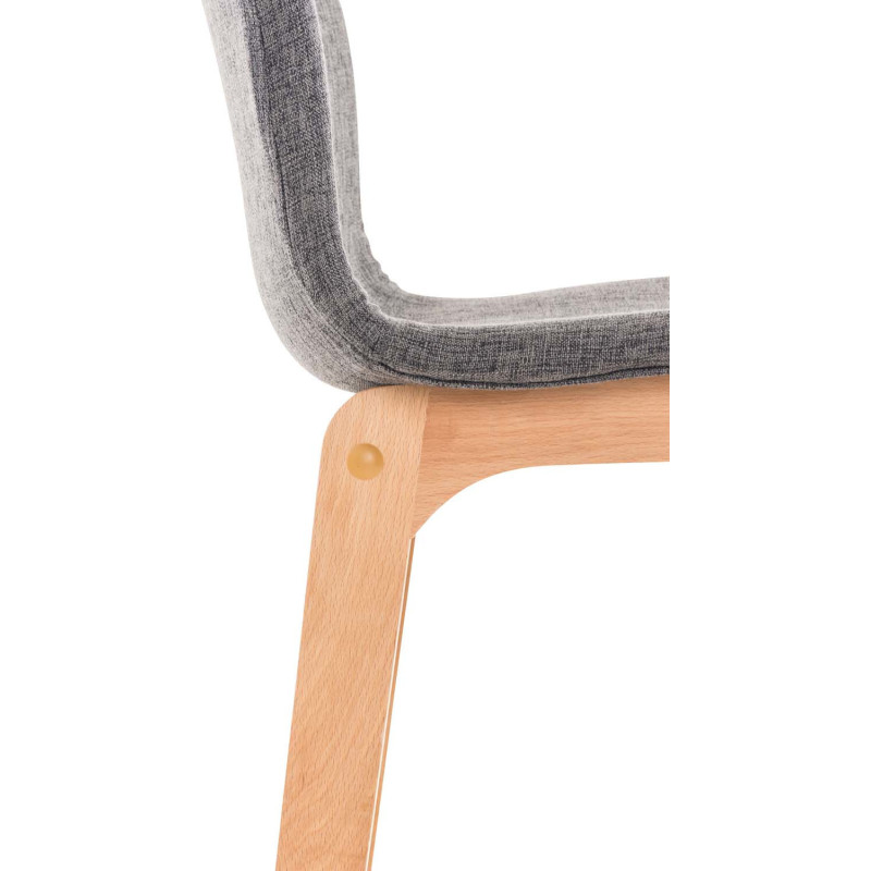 Tabouret de bar scandinave en Tissu Gris clair Bois de hêtre Naturel Helyra - 6