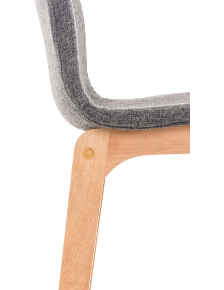 Tabouret de bar scandinave en Tissu Gris clair Bois de hêtre Naturel Helyra - 6