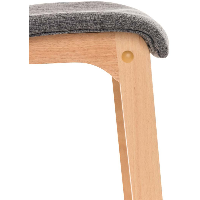 Tabouret de bar scandinave en Tissu Gris clair Bois de hêtre Naturel Helyra - 7