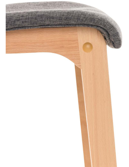 Tabouret de bar scandinave en Tissu Gris clair Bois de hêtre Naturel Helyra - 7