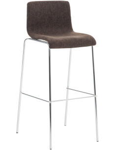 Tabouret de bar minimaliste en Tissu Marron Métal Argenté Zavria - 1