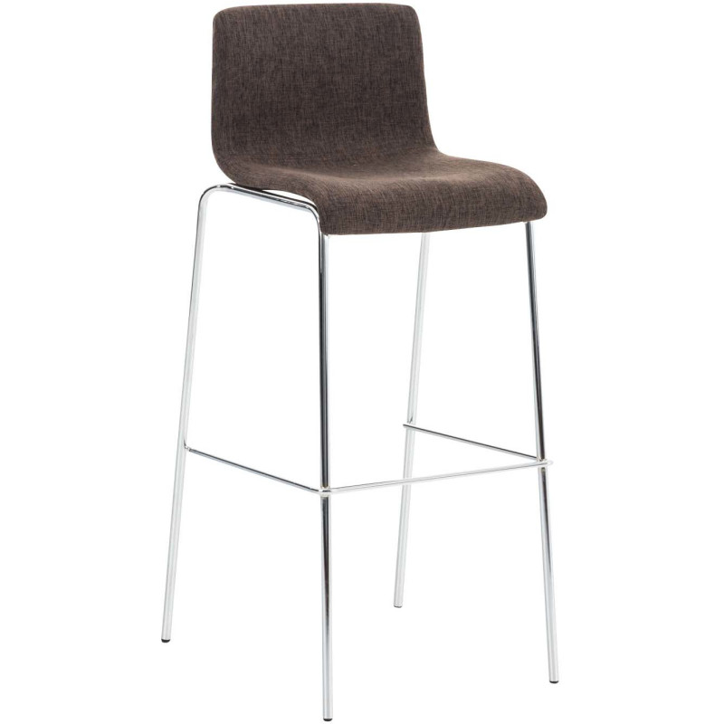 Tabouret de bar minimaliste en Tissu Marron Métal Argenté Zavria - 1