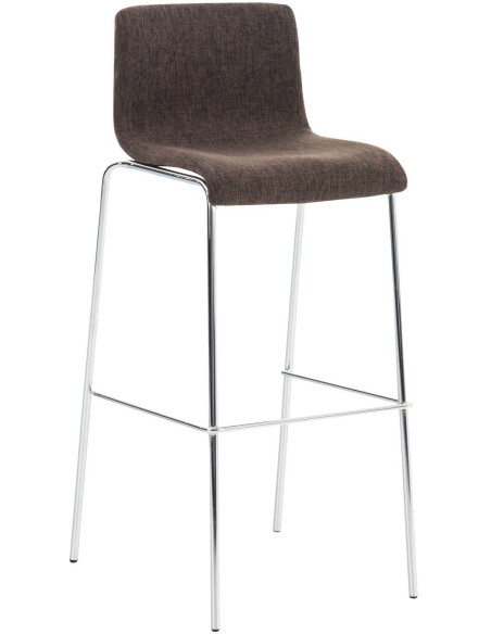 Tabouret de bar minimaliste en Tissu Marron Métal Argenté Zavria - 1