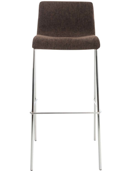 Tabouret de bar minimaliste en Tissu Marron Métal Argenté Zavria - 2