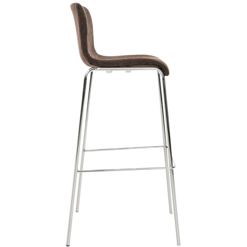 Tabouret de bar minimaliste en Tissu Marron Métal Argenté Zavria - 3