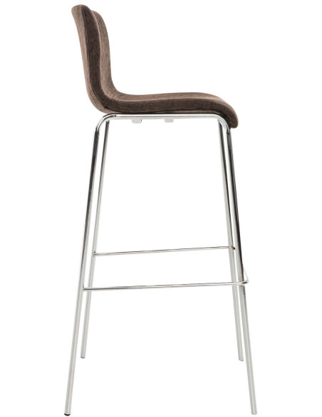 Tabouret de bar minimaliste en Tissu Marron Métal Argenté Zavria - 3