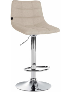 Tabouret de bar réglable matelassé en Tissu Blanc crème Métal Argenté Léon - 1