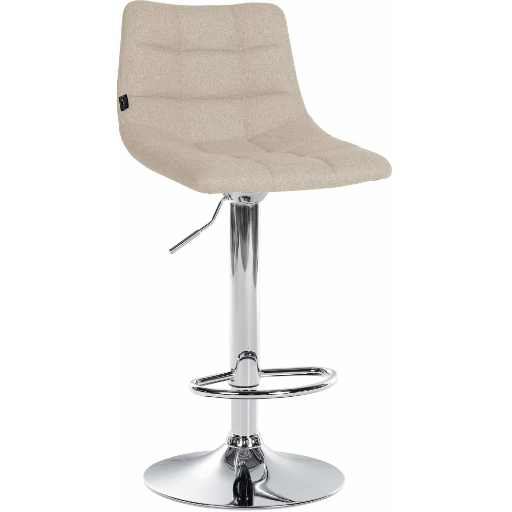 Tabouret de bar réglable matelassé en Tissu Blanc crème Métal Argenté Léon - 1