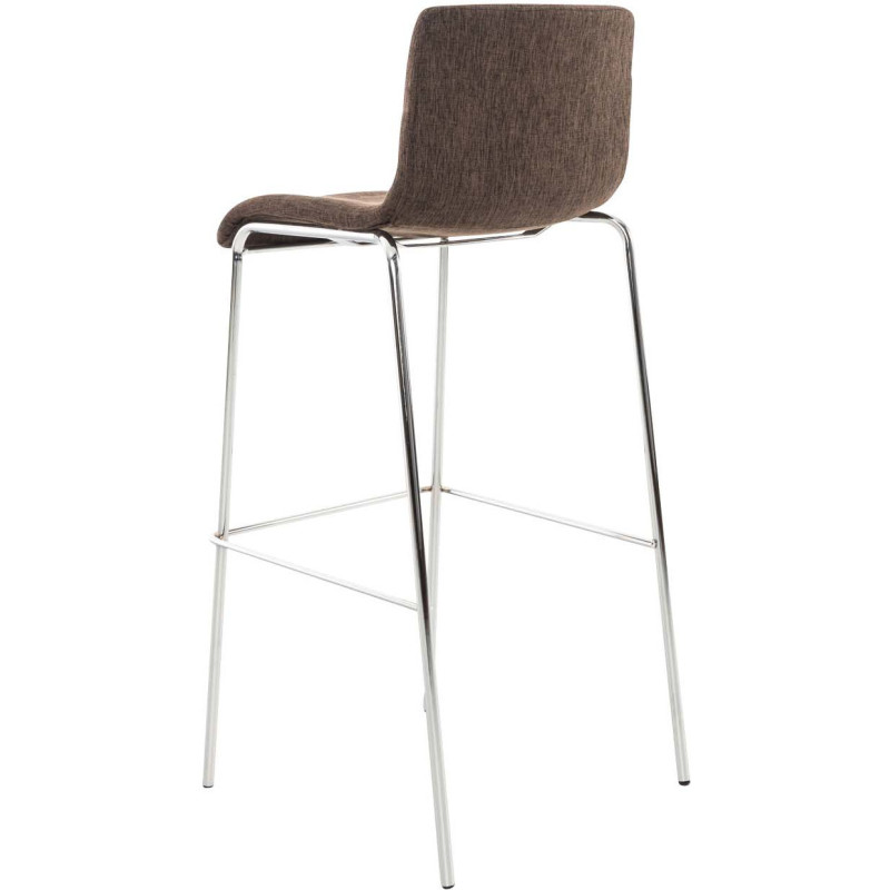 Tabouret de bar minimaliste en Tissu Marron Métal Argenté Zavria - 4