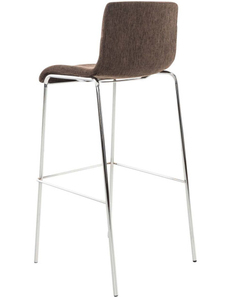 Tabouret de bar minimaliste en Tissu Marron Métal Argenté Zavria - 4