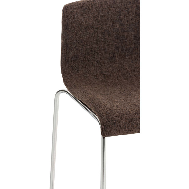 Tabouret de bar minimaliste en Tissu Marron Métal Argenté Zavria - 6