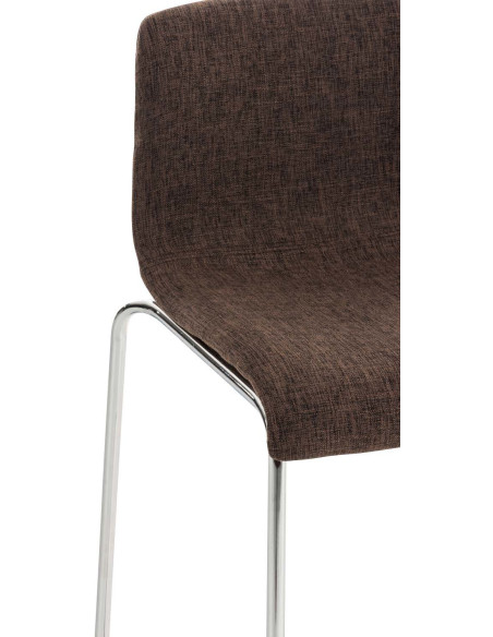 Tabouret de bar minimaliste en Tissu Marron Métal Argenté Zavria - 6
