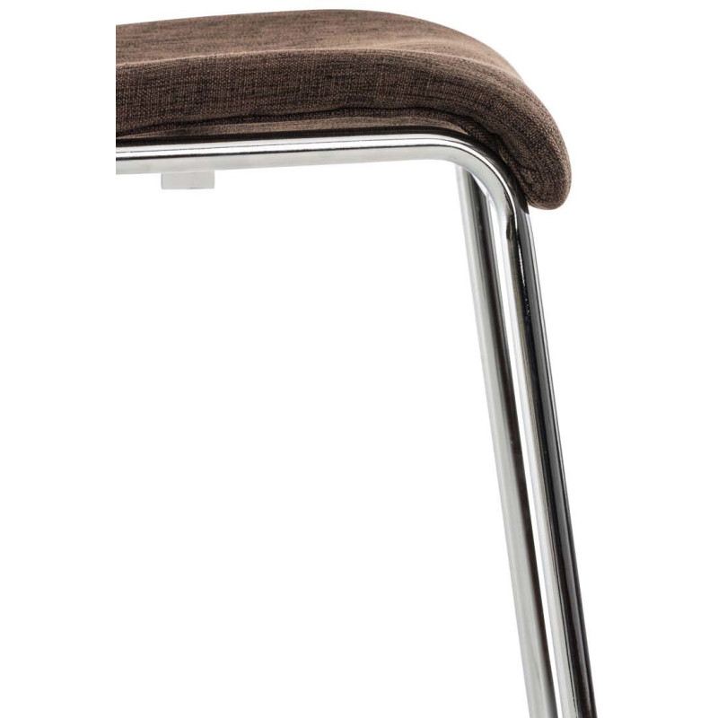 Tabouret de bar minimaliste en Tissu Marron Métal Argenté Zavria - 7