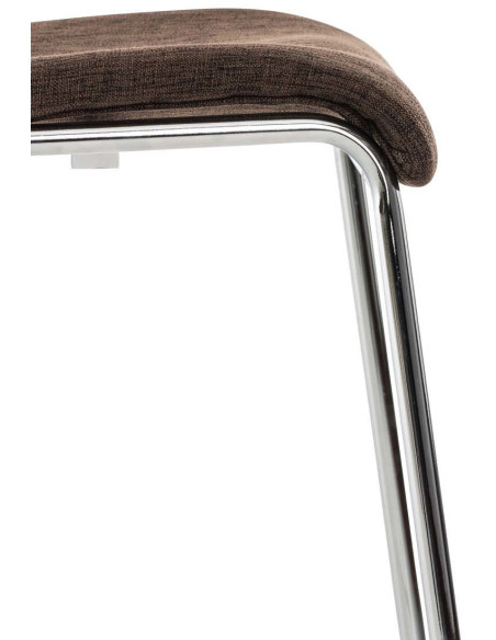 Tabouret de bar minimaliste en Tissu Marron Métal Argenté Zavria - 7