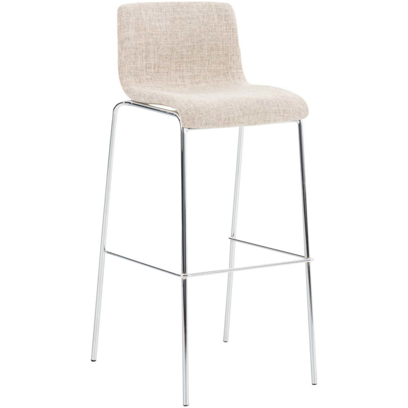 Tabouret de bar minimaliste en Tissu Blanc crème Métal Argenté Zavria - 1