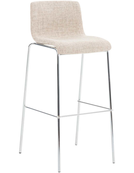 Tabouret de bar minimaliste en Tissu Blanc crème Métal Argenté Zavria - 1