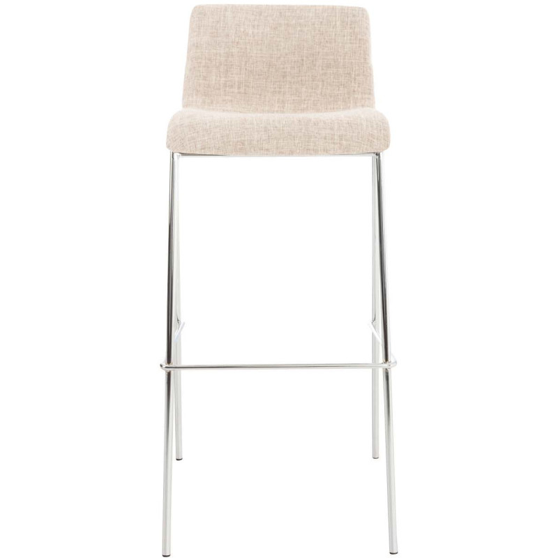 Tabouret de bar minimaliste en Tissu Blanc crème Métal Argenté Zavria - 2