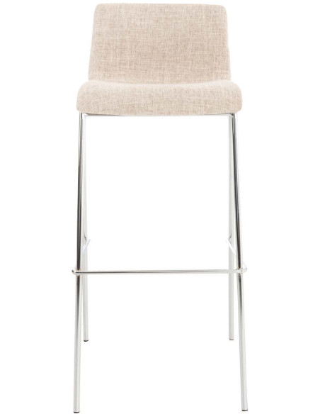 Tabouret de bar minimaliste en Tissu Blanc crème Métal Argenté Zavria - 2
