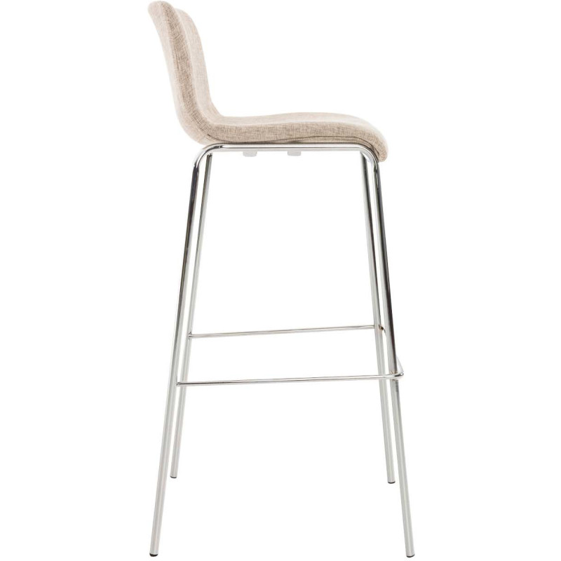 Tabouret de bar minimaliste en Tissu Blanc crème Métal Argenté Zavria - 3