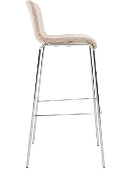 Tabouret de bar minimaliste en Tissu Blanc crème Métal Argenté Zavria - 3