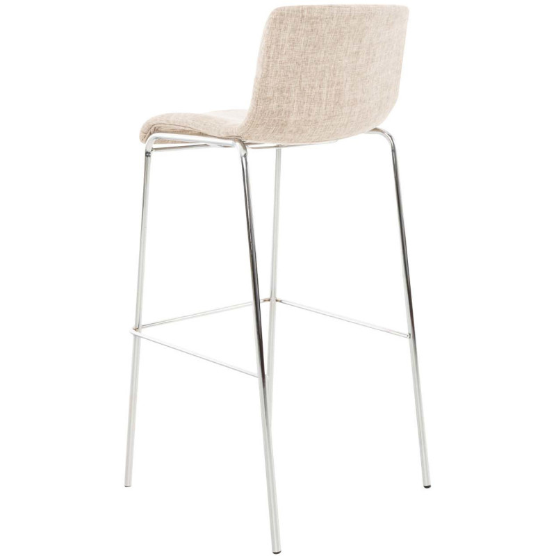 Tabouret de bar minimaliste en Tissu Blanc crème Métal Argenté Zavria - 4