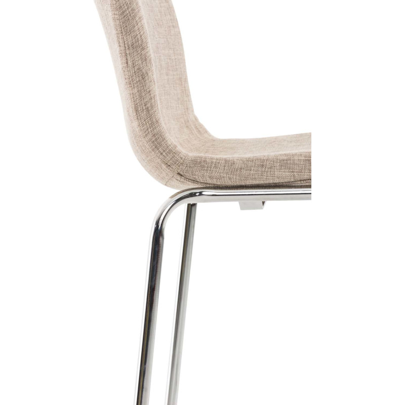 Tabouret de bar minimaliste en Tissu Blanc crème Métal Argenté Zavria - 5