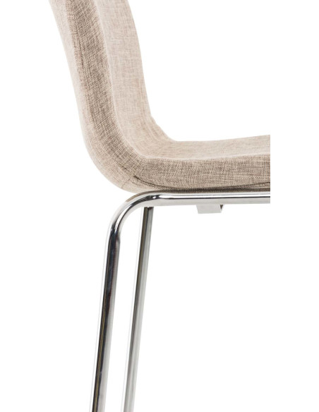 Tabouret de bar minimaliste en Tissu Blanc crème Métal Argenté Zavria - 5
