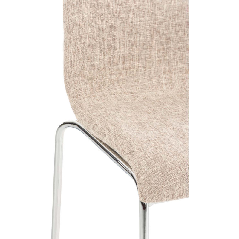 Tabouret de bar minimaliste en Tissu Blanc crème Métal Argenté Zavria - 6