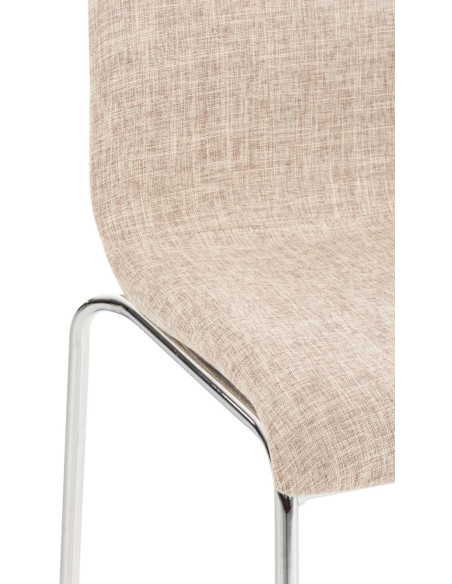 Tabouret de bar minimaliste en Tissu Blanc crème Métal Argenté Zavria - 6