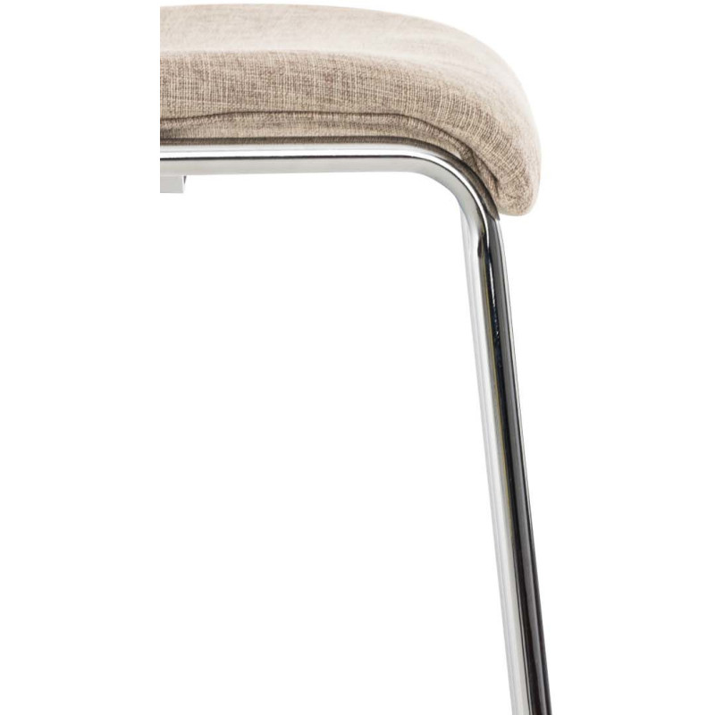 Tabouret de bar minimaliste en Tissu Blanc crème Métal Argenté Zavria - 7