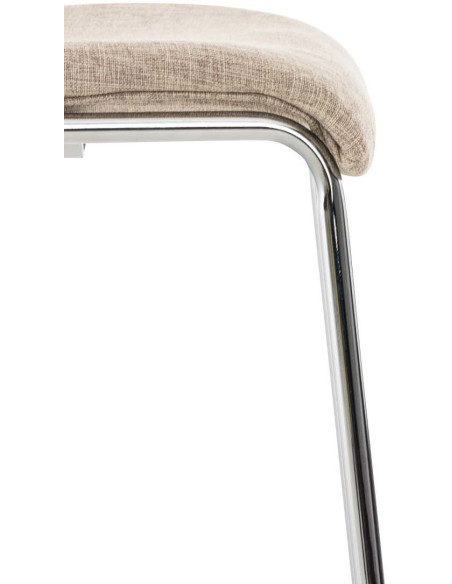 Tabouret de bar minimaliste en Tissu Blanc crème Métal Argenté Zavria - 7