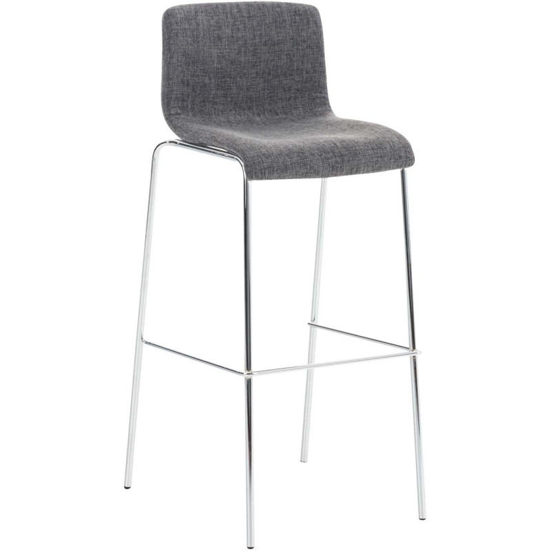 Tabouret de bar minimaliste en Tissu Gris clair Métal Argenté Zavria - 1
