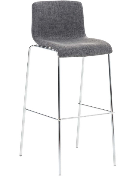 Tabouret de bar minimaliste en Tissu Gris clair Métal Argenté Zavria - 1