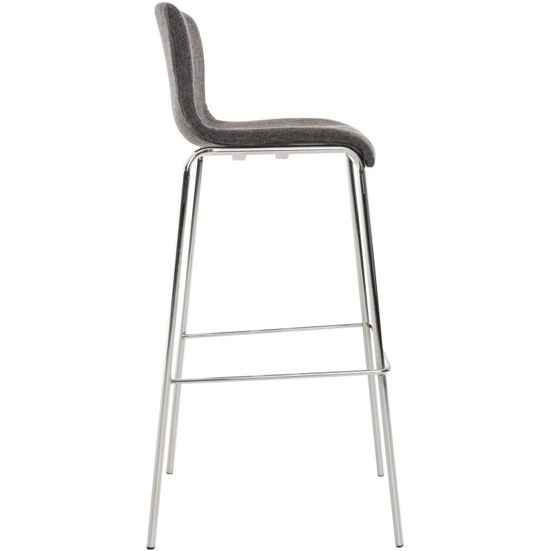 Tabouret de bar minimaliste en Tissu Gris clair Métal Argenté Zavria - 3