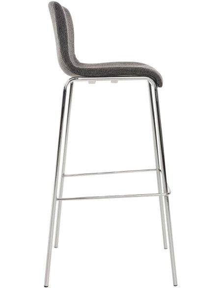 Tabouret de bar minimaliste en Tissu Gris clair Métal Argenté Zavria - 3