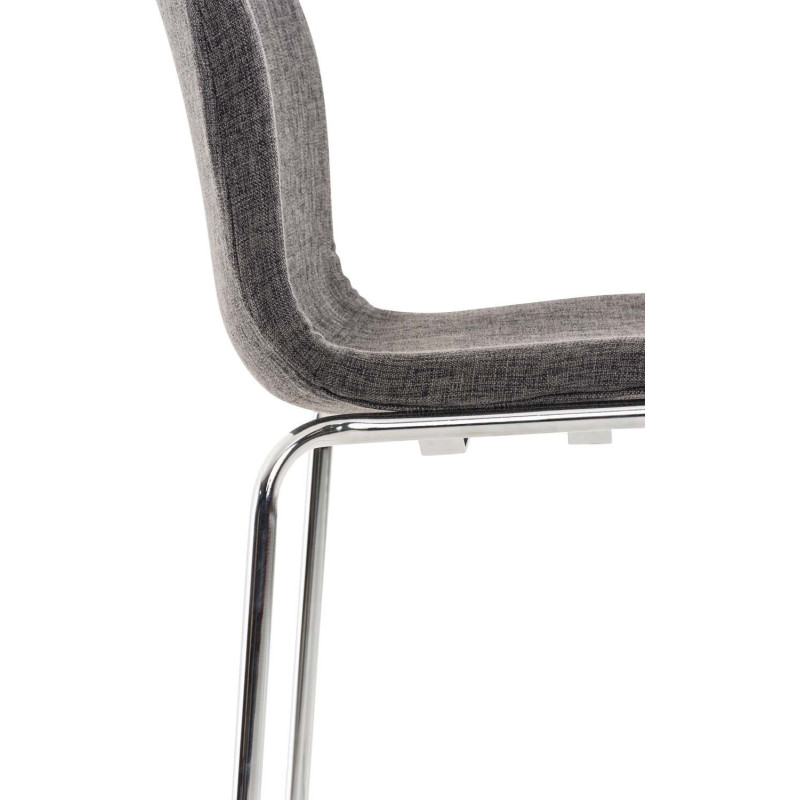 Tabouret de bar minimaliste en Tissu Gris clair Métal Argenté Zavria - 5
