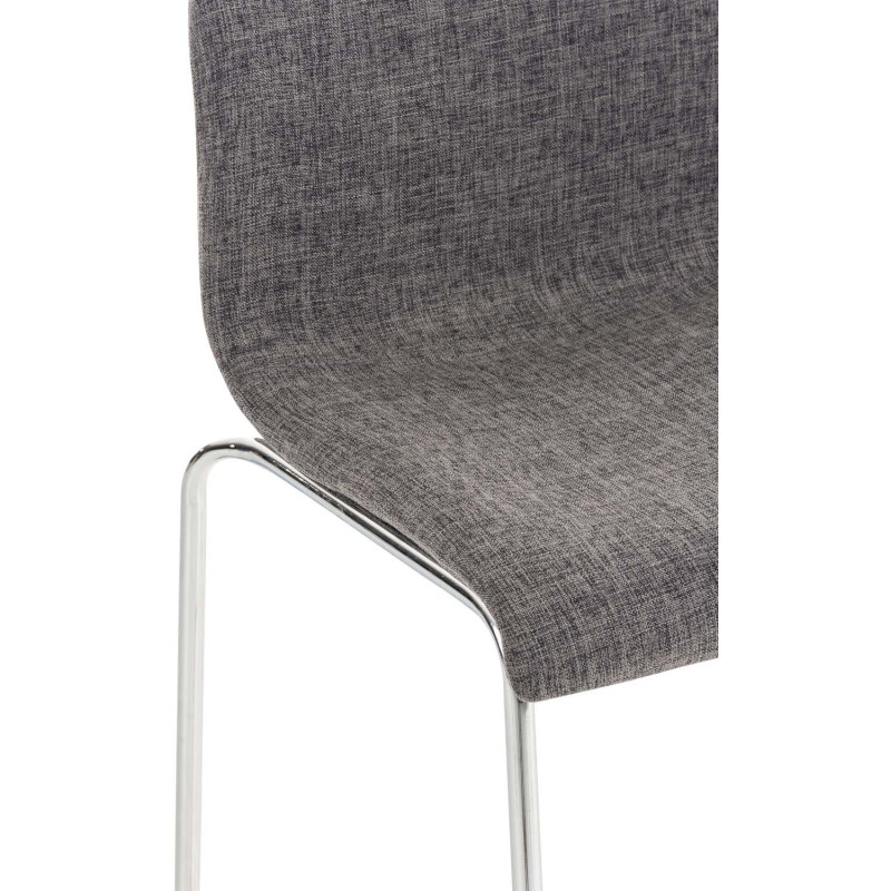 Tabouret de bar minimaliste en Tissu Gris clair Métal Argenté Zavria - 6