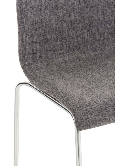 Tabouret de bar minimaliste en Tissu Gris clair Métal Argenté Zavria - 6