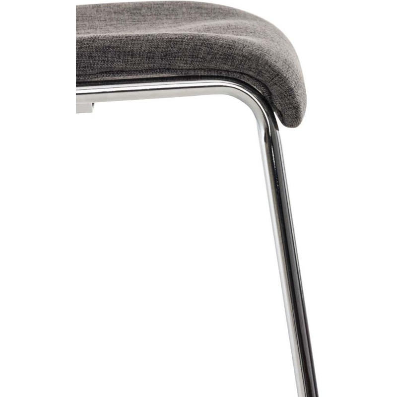 Tabouret de bar minimaliste en Tissu Gris clair Métal Argenté Zavria - 7