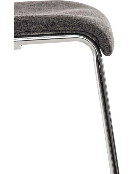 Tabouret de bar minimaliste en Tissu Gris clair Métal Argenté Zavria - 7