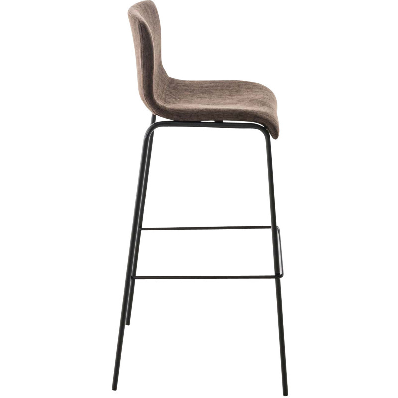 Tabouret de bar minimaliste en Tissu Marron Métal Noir Zavria - 3