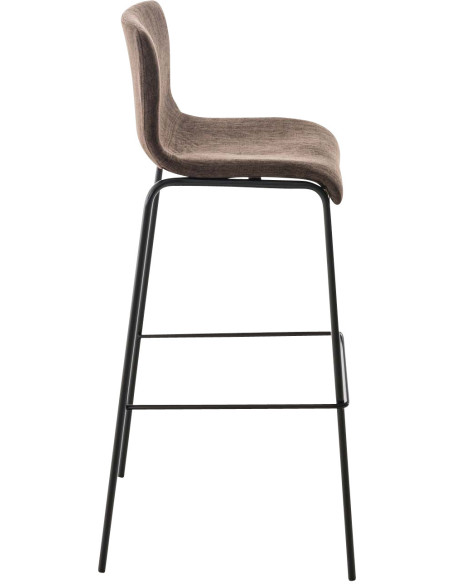 Tabouret de bar minimaliste en Tissu Marron Métal Noir Zavria - 3