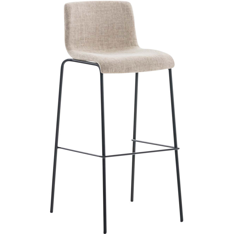 Tabouret de bar minimaliste en Tissu Blanc crème Métal Noir Zavria - 1