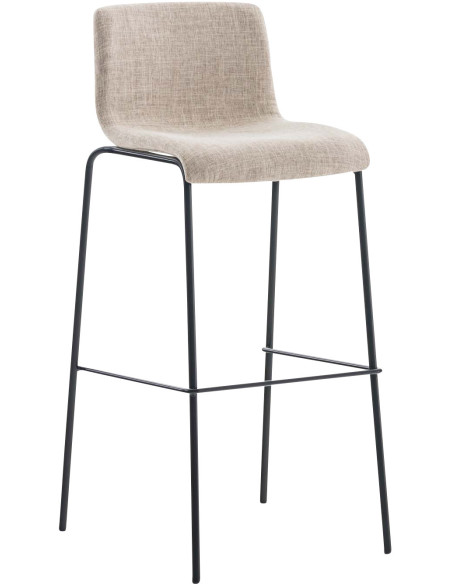 Tabouret de bar minimaliste en Tissu Blanc crème Métal Noir Zavria - 1