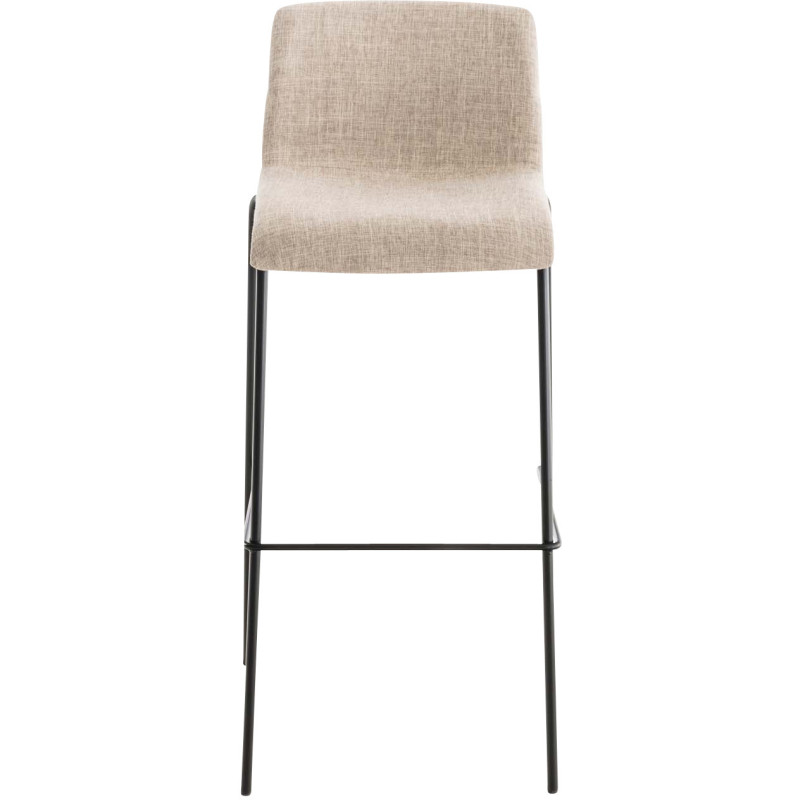 Tabouret de bar minimaliste en Tissu Blanc crème Métal Noir Zavria - 2
