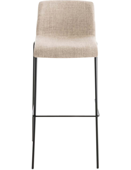 Tabouret de bar minimaliste en Tissu Blanc crème Métal Noir Zavria - 2