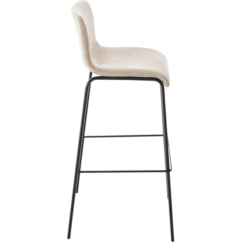 Tabouret de bar minimaliste en Tissu Blanc crème Métal Noir Zavria - 3