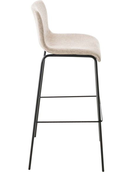 Tabouret de bar minimaliste en Tissu Blanc crème Métal Noir Zavria - 3