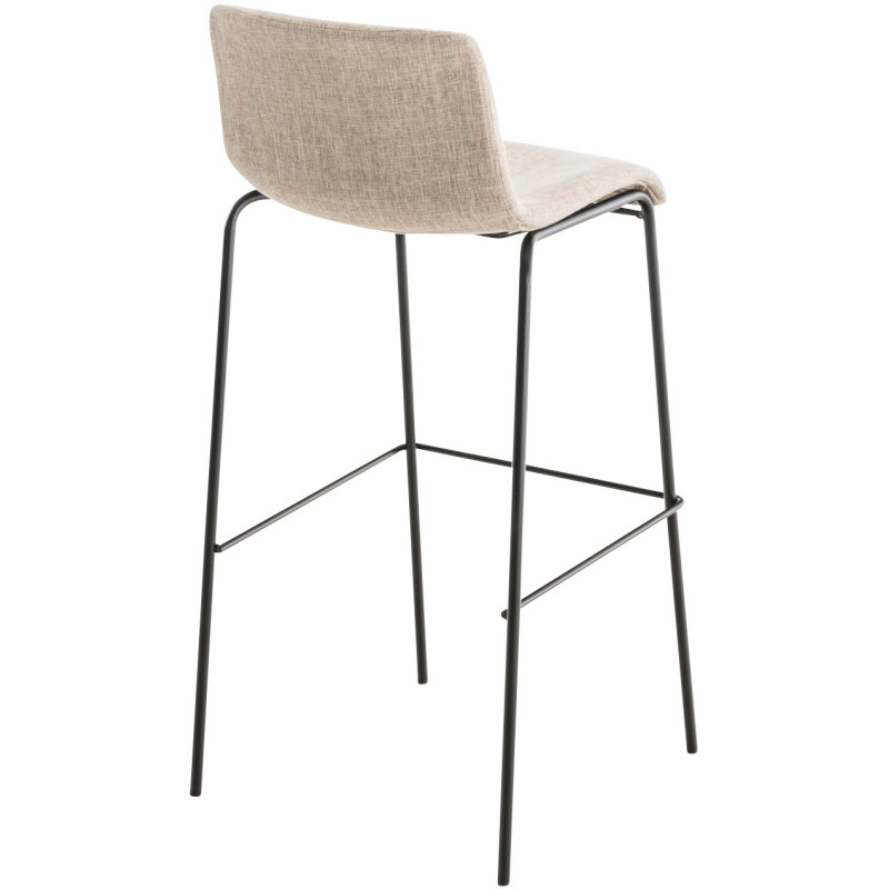Tabouret de bar minimaliste en Tissu Blanc crème Métal Noir Zavria - 4